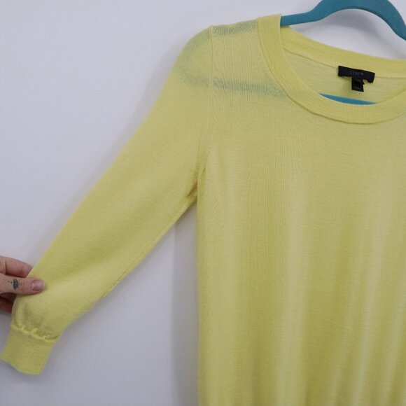 J. Crew‎ Merino Wool Sweater Womens PS Yellow Elevated Basic Preppy Academia - Picture 5 of 16